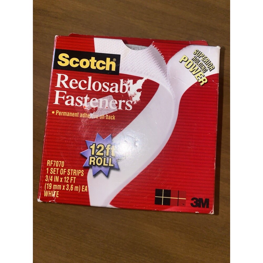 Scotch Self-Stick Reclosable Fasteners White, 12FT‎